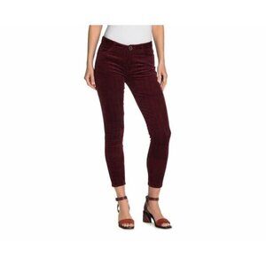 Paige Hoxton Ultra Skinny Jeans Burgundy Corduroy Velour High Rise 32 New $199